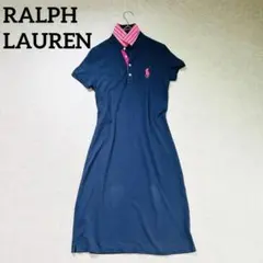 RALPH LAUREN ビッグポニー刺繍 ポロワンピース M相当 ネイビー