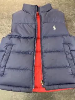 ラルフローレン　リバーシブル ダウンベスト ネイビー/レッド 100cm~