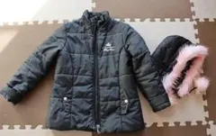 メゾピアノ中綿コートダウン140　アウター　ナイロン黒フード女の子