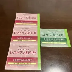 西武ホールディングス株主優待券 ゴルフ割引券1枚　レストラン割引券3枚のサムネイル