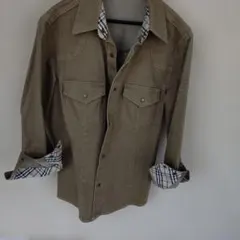BURBERRY LONDON 長袖デニムシャツ 42 カーキ