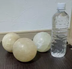 お値打ち天然石 3個セット ゴールデンカルサイト 球体 置物 インテリア