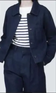 無印良品大きいサイズL木の実から作ったカポック混デニムシャツジャケットDネイビー