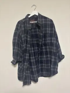 古着　オーバーサイズ　チェックシャツ　 XXL ネイビー系