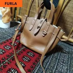 FURLA ブラウン ショルダーバッグ　トートバッグ　net ネット