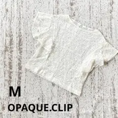 オペークドットクリップ 半袖 ブラウス M 白 フリル袖 透け感 総レースのサムネイル