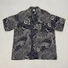 美品 orSlow 総柄 レーヨンシャツ size4 XL ネイビーのサムネイル