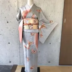 モダンな単衣の附下訪問着 唐草文 正絹 身丈163裄69 ⭐︎着物のみ