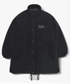 エンノイPADDED NYLON BENCH COAT BLACK/WHITE