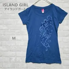ISLAND GIRL ハワイアン 幸運のウミガメ ハート Tシャツ 青 Mのサムネイル