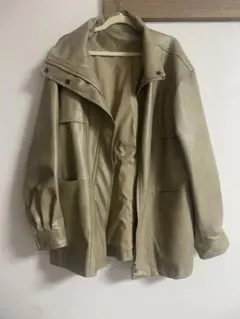 レザーオーバーサイズジャケット ライトベージュ mystic