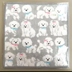 フェイラー　モフモフワンチャン　ハンカチ　グレー