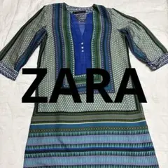 ZARA BASIC 幾何学模様 チュニックワンピース XS