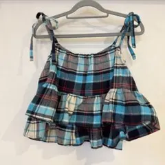 チェック柄フリルビスチェ