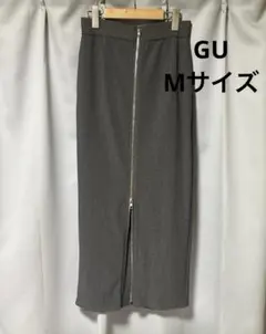 GU フロントジップ ロングタイトスカート グレーのサムネイル
