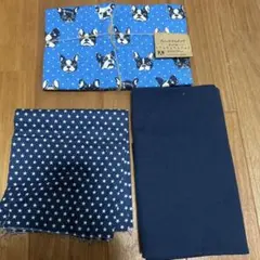 ブルドッグ柄・星柄・濃紺生地セット