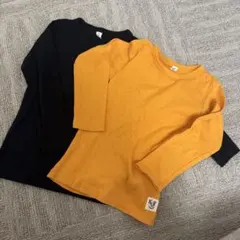 【2枚セット】長袖カットソー 100cm 黒 オレンジ