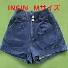 INGINダークブルー ハイウエスト ショートパンツM