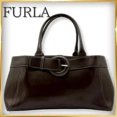 FURLA フルラ 本革 レザー トートバッグ ダークブラウン