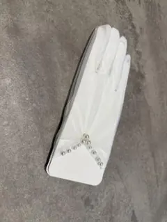 ホワイト ウェディンググローブ パール付き