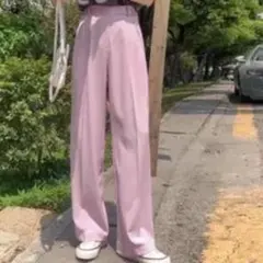 GRL センタープレスストレートワイドパンツ