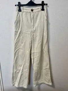 GU アイボリー コーデュロイ ワイドパンツ