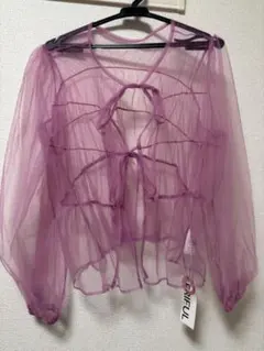 【新品】FRIFUL シースルー パープル カーディガン L