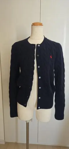 新品タグ付⭐ ラルフローレン／ ケーブルニットカーディガン ／M ／ネイビー