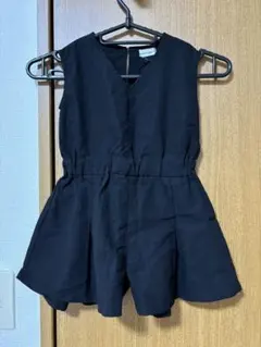 ブランシェス　オールインワン　100 ブラック　無地　つなぎ　オーバーオール