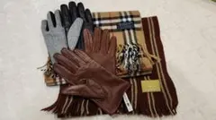 【3様専用】LACOSTE レザー手袋+BURBERRYマフラー等おまけ含め4点