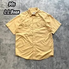 90s L.L.Bean 半袖 ワークシャツ 黄色 ベージュ エルエルビーンのサムネイル