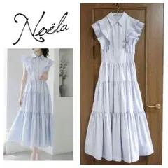 Noela （ノエラ）プリーツフリルティアードワンピース （サックス
