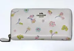 新品 COACH 長財布 F6656 花柄 シグネチャー ラウンドファスナー
