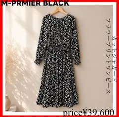 M-PRMIER BLACK✨カットジャガード　フラワープリントワンピースのサムネイル