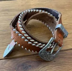 90s Vintage 本革レザー ウエスタンベルト ナローベルト