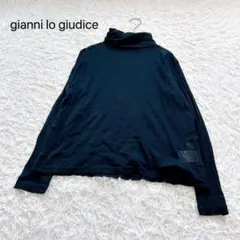 【ジャンニロジュディチェ】長袖シアータートルネック　インナー　重ね着　黒　L　綿