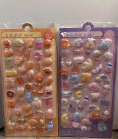 ボンボンドロップシール ぷくぷく 平成レトロ 動物 食べ物 2枚セット