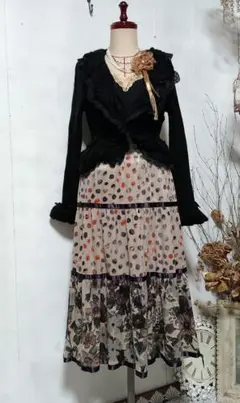 【お値下げ】フェアリーグランジ　森ガールベロアティアードスカート