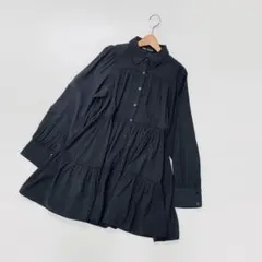 ZARA ブラック シャツワンピース 長袖 ティアード