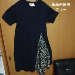 《ハートマーケット》裾切替Tシャツワンピース花柄ネイビーのサムネイル