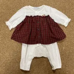 familiar チェック柄ロンパース 60サイズ