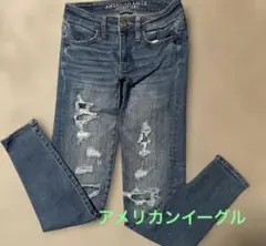 激安❤️アメリカンイーグル❤️スキニーデニムＳサイズダメージ加工　y2kのサムネイル