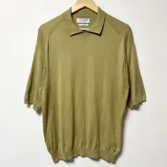 美品 高級 トゥモローランド スビンコットンスキッパーニットポロシャツ オリーブのサムネイル