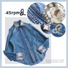 45rpm【花柄バンダナ／インディゴデニム】リペア＆ダメージ加工ウエスタンシャツのサムネイル