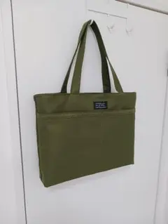 帆布大きめショルダート－トバック　カ－キ　Handmade