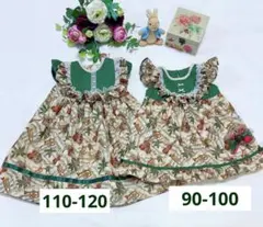 handmade姉妹リンクコーデ♡クリスマス柄x深緑♡X‘masコーデ