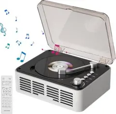 CDプレーヤー ステレオスピーカー内蔵 レトロ リモコン付き Bluetooth