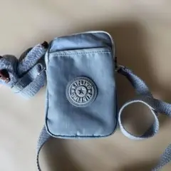 Kipling ブルーグレー ショルダーバッグ モンキー付き