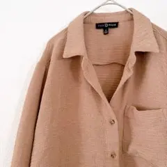 早い者勝ち✨️【M】 ベージュ ボタン付きシャツ 長袖シャツ カジュアル 長袖