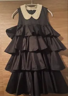 me & me couture フリル＆パール　ワンピースSサイズ